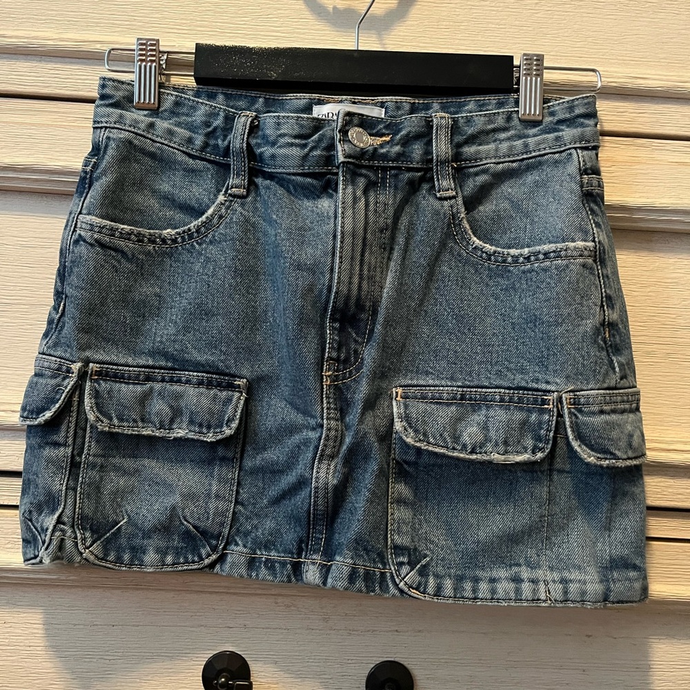 Zara Blue Denim Cargo Mini Skirt